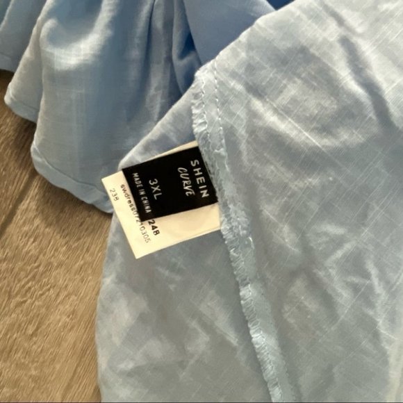 Shein curve lattern sleeve dress blue size  3X - Picture 3 of 6